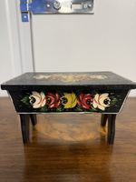 Antique Painted Wooden Folk Candle Stand / Spill Holder – Victorian Floral