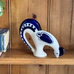 Vintage USSR Blue White Porcelain Cockerel Figurine  Ceramic Rooster