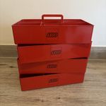 Vintage Lego Storage Box Tray Red 4 Compartments With Carrying Handle 1970s