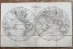 Antique 1829 Map of the World from An Atlas of Modern Geography by Samuel Butler