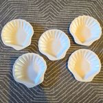 Vintage Honiton Pottery Scallop Shell Fish Serving Dishes Set of 5 White Cream