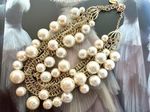 ARNOLD SCAASI Faux Pearl Choker Necklace Gold Tone Chains Vintage