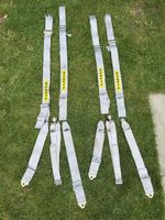 2 x Sabelt 5  Point Racing Harness Bucket Seatbelts Pair Grey Yellow Rare Colour