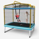 3-in-1 Kids Trampoline 6FT Rectangle Toddler Trampoline w/ Swing  Horizontal Bar