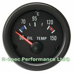 52mm Black Face / Clear Lens Oil Temp Temperature Gauge Kit - With Sensor