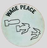 WAGE PEACE - 1987 Reagan Era Anti-war protest button. Bomb morphing into a dove