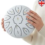 6 Inch 11 Tone Rain Drum Set with Bag Music Book Mallets & Finger Picks (White)