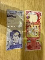 25000 Iraqi Dinars X1 unc and x1 Venezuela 500 Mil Bolivar Soberano circulated
