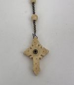 Vintage Rosary Stanhope Cross Necklace Carved 
