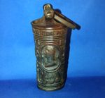 An antique 19th century bronze gothic, medieval, church situla, holy water stoup