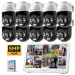 Wireless WiFi CCTV System Security PTZ 360° 5MP Outdoor 12'' Monitor NVR 2TB