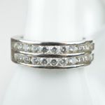 Mens 925 Sterling Silver Ring Wedding Band Double Row Channel Clear CZ Size 10