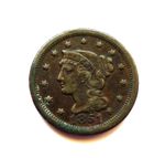 USA BRAIDED HAIR LARGE 1 CENT 1851, COPPER, DEEP DARK PATINA, KM#67