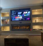 2025 Panoramic 3 Sided Electric LED Media Wall Fire - Grey Mantel Style 42 50 60