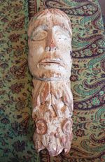 Antique Carved Wooden Head Face Figure