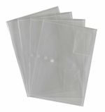 A4 Document Wallets Clear, Popper Stud Transparent Business Card Slot - Pack 200