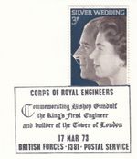 Queen Silver Wedding GB Used Royal Engineers BFPS 1972 ON PIECE (150497)