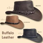 【oZtrALa】HAT Jacaru BUFFALO Leather Australian OUTBACK Cowboy Mens Indiana Jones