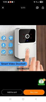 Wi-Fi Smart Video Doorbell + Receiver, Two-Way Audio, Night Vision
