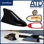 Shark Fin Aerial Gloss Black Universal Fit Car Roof Antenna FM Screw On Adhesive
