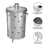 LARGE 90LTR INCINERATOR FIRE BIN GALVANISED GARDEN BURNING RUBBISH TRASH PAPER