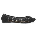 Lilley Womens Shoes Black Adults Ladies Ballerina Slip On Lace Bow Flat SIZE