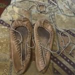Vintage Latvian Pastalas Traditional Folk Leather Shoes Handmade Dance Moccasins