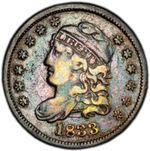 1833 Capped Bust Half Dime 5C PCGS VF Details Stunning Rainbow Toning Eye Appeal