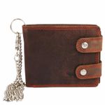 Morucha RFID Blocking Mens Distressed Real Leather Biker Wallet with Chain M-100