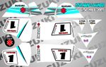 suzuki lt50 quad graphics stickers decals name & number mx laminate vinyl white 