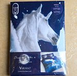 Velosso Single Unicorn Printed Duvet Set Blue/White Cover & Pillowcase 137x198cm