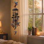 Retro Metal Hummingbird Wind Chime with Bright and Vivid Paint Outdoor Indoor