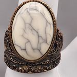 Pointer Statement Ring Vintage Victorian Paisley Howlite Costume Stretch