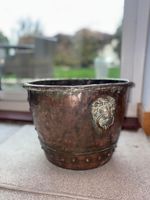 Large Antique Brass Lions Head & Paw Planter Coal Scuttle Missing Lion Head