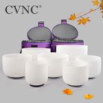 CVNC 432Hz 6"-12" Crystal Singing Bowl Set of 7 Chakra Quartz for Sound Healing