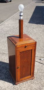 ART DECO OAK BEDSIDE CABINET WITH FITTED LAMP TOP          FREE UK POSTAGE
