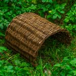 Woodside Rabbit/Guinea Pig Wicker Bridge, Wooden Pet Shelter for Small Animals