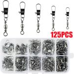 125PCS Barrel Swivel Interlock Snap Link Clip Strong Sea Carp Fishing Swivels GB