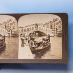 Venice Stereoview 3D C1900 Real Photo Italy Rialto Bridge Gondola Grand Canal