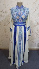 Authentic Jordanian Embroidered Thobe Dress Traditional Ethnic Long Maxi Kaftan
