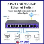 Hisource 2.5G 8-Port Ethernet Switch with 10G SFP+ Uplink UK Plug Hi-K0802WS