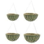 Hanging Baskets 12" 14" 16" 18" Liners Round Wire Jute Metal Green Planter Chain