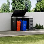 Wheelie Bin Storage Shed Double Metal Dustbin Store Garden Outdoor Rubbish Black