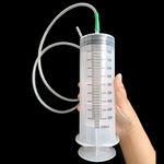 Large Capacity Syringe Reusable Pump Oil Measuring with 1M Clear Tube 100-550ml
