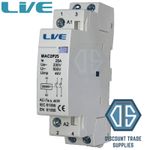 25 Amp 2 Pole Contactor AC 5.4kW Normally Open DIN Rail Mount Heating Lighting