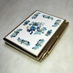 Vtg Stratton of London Purse Notepad Case with Pencil White Enamel Blue Floral