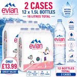 Evian Water 1.5L X 12 Bottles | 2 Cases Natural Mineral Still Water Fast Deliver