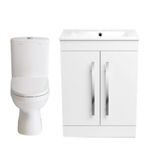 Bathroom Toilet Basin Set White Vanity Sink Close Coupled WC Set