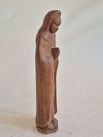 Vintage Hand Carved Wooden Statue Virgin Mary Our Lady Madonna Folded Hands 25cm