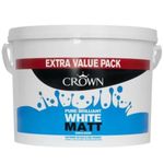 Crown Matt Emulsion Pure Brilliant White Wall  Ceiling Paint Size 2.5L, 5L